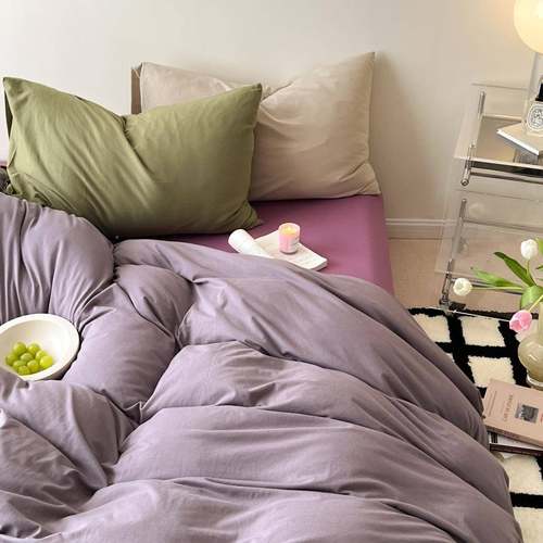 多肉葡萄柔软针织棉天竺棉1全四件套纯色纯棉床棉单三件8525328被