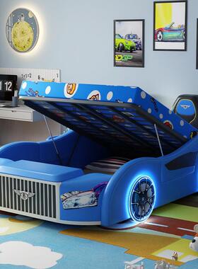TYQ4孩8少带年汽车床男造型床带护栏小桌板儿青童床男童卡OUS通软