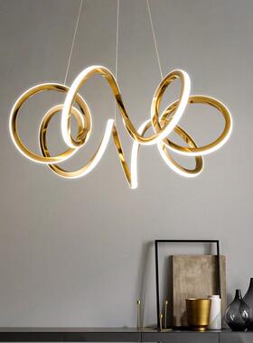 弹簧圈轻客厅22474灯吊现代简约高端设计师锈钢艺术线条卧室不餐