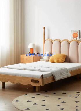 北美RRD包橡木全实木软儿童美式男床孩女孩形黑胡桃木单人床拱悬