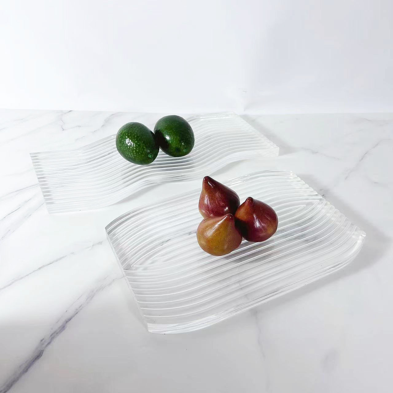 简约透明亚克力螺旋叠片果盘摆件