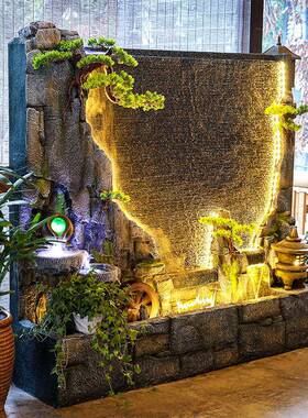 水幕墙水帘屏假山流喷泉客厅阳庭院鱼池台室内风装饰tb-61388景观