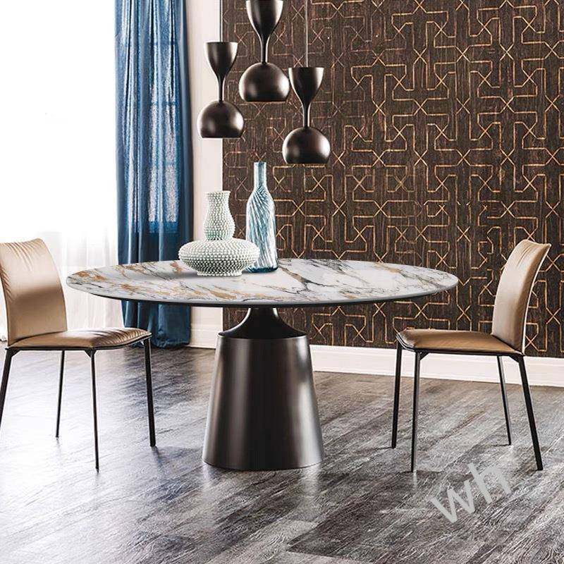 FS1极简德丰岩板餐桌圆形7746大小圆户型桌轻奢利创圆意设计师餐