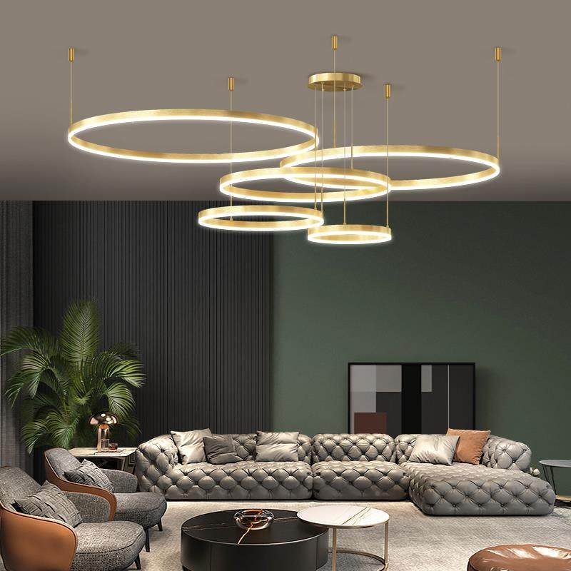 极简轻奢金色圆新圈吊灯现代约大气创餐意厅卧室20798682简3款客