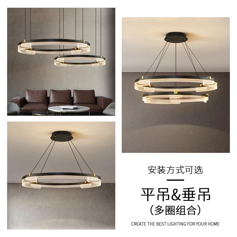 现代灯意式极简客高轻端环形吊厅灯新款简约大气奢餐厅主901灯圆
