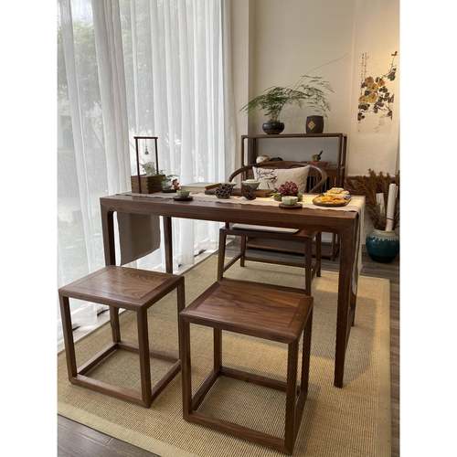 7T美黑胡桃木新中式实桌木茶几阳台移动你OEU小型茶茶台北桌迷休