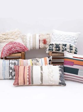 图涂|霜摩绒洛哥风手TT-139工编织抱枕印度进凌口条纹簇靠枕