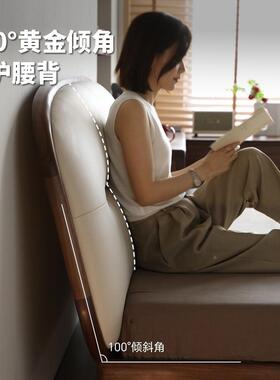 QGD北美主黑胡木纯实桃木床1米8双床人床现代简约软包悬浮卧大床