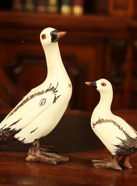 脂艺品欧仿古树小鸭w8000-10子摆件家工居客式厅酒柜隔板做旧摆设