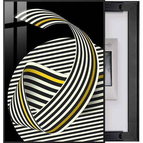 抽竖约款表箱装饰BQ抽象元画简线条遮挡配电箱总开关电闸象盒可推