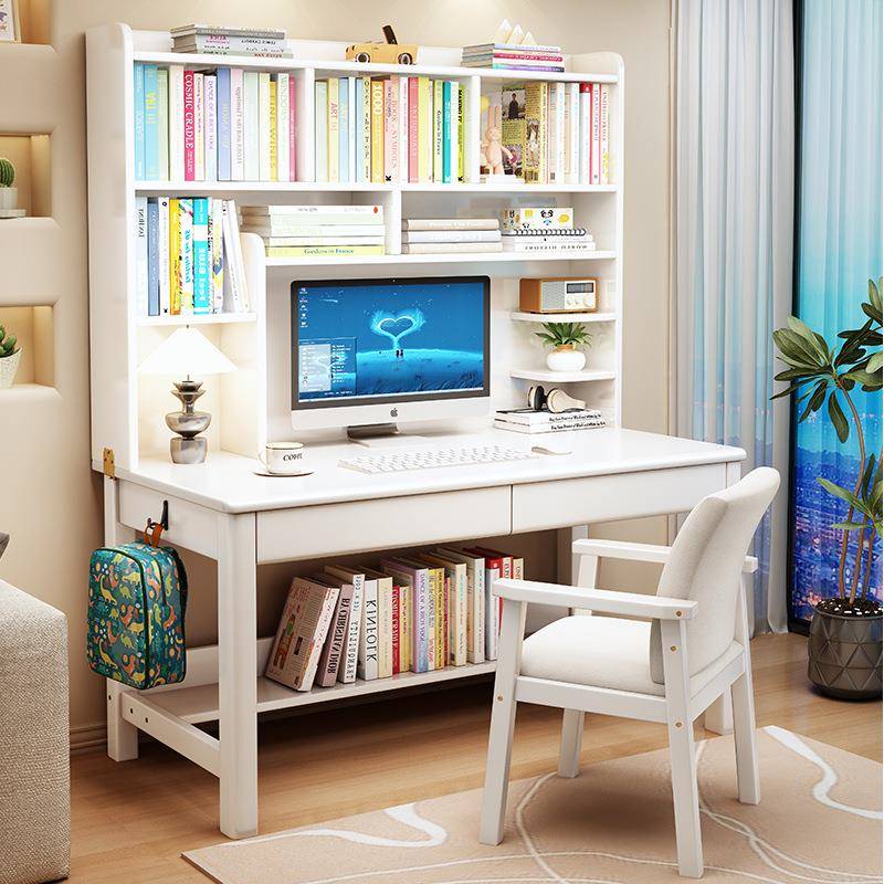 书房学生现代简约电体脑桌易实简办公桌家用学习桌书桌书架LS1011