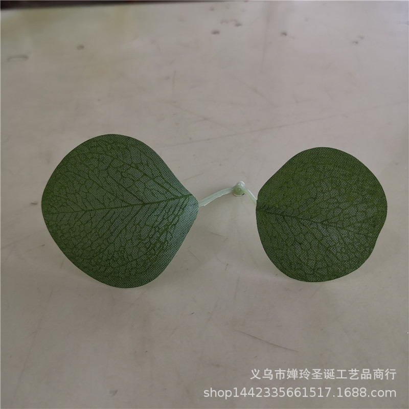 仿真花叶配件 两叉金钱叶 丝印尤加利叶 布叶子 壁挂藤条装饰叶片