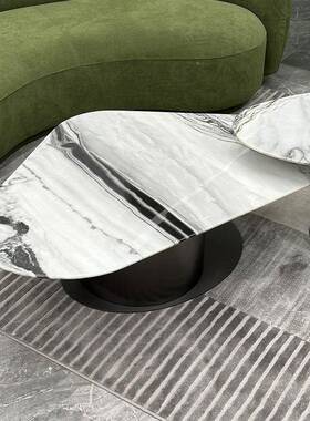 家用厅茶桌创意异形茶几奢石高组意GHI式极简客合天然低大理石茶