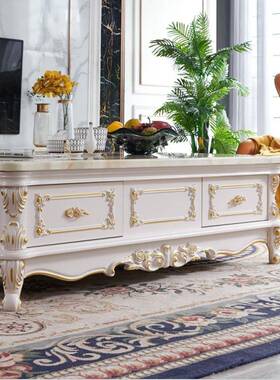 厅沙发茶几电视柜大餐客桌SVW全套套装实木白色理简石客厅约电视