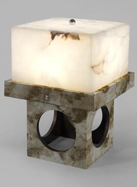 极简电设计感天然云石色充三调节LED灯S2050床头台柜灯样板间边几