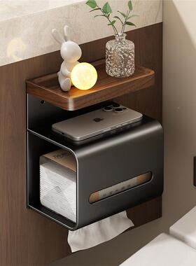 胡桃木卫生间纸盒厕间所免打孔壁挂式纸63530抽厕纸置物巾架洗手