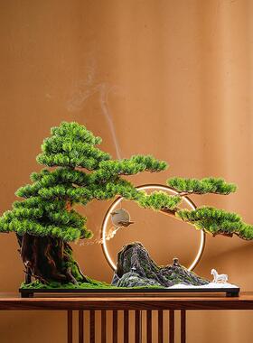 新中式仿真迎客ZG-67500松盆景摆件关客办公玄酒店绿植景观造厅景