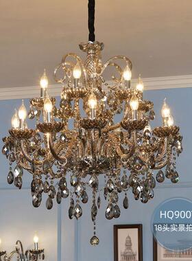 复欧式楼客厅水晶灯大灯吊别墅酒店大堂程灯工复古式跃层楼中HQ90