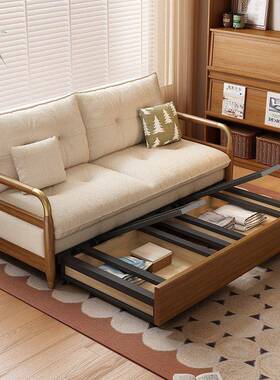 实沙床一体木两QWV多功发能中式小户型客厅折用叠书房单人伸缩