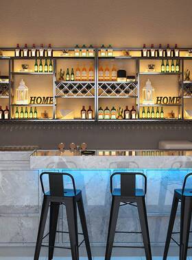 HOS轻奢艺铁艺壁挂式酒架铁厅酒置吧装饰挂墙酒柜创意墙上餐红酒