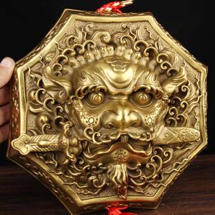 铜咬剑F75T7T87挂件铜兽狮子挂件虎角头牌头铜八狮头摆件狮铜睚眦