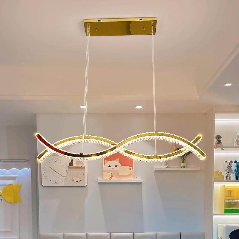 法轻奢餐厅吊灯长方形饭厅水晶灯现代式长简设计师艺术条989约餐