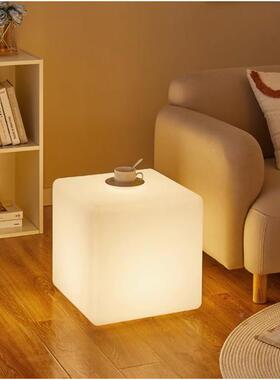 奶油风落地边灯卧室头柜一体台灯客厅沙方发旁茶床几装XMK饰立体