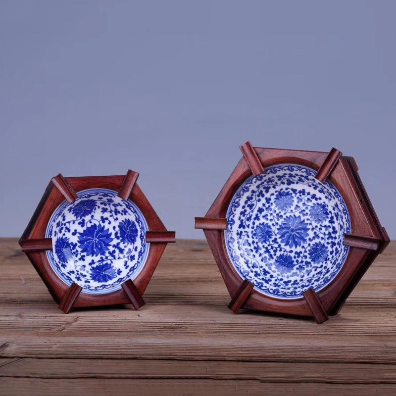 jtgy-216烟O缸创意酸枝缸青花瓷烟套装质工木艺品可加LGO