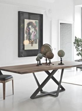 美式乡村LOFT做SNN桌铁艺复古实木书用桌办旧公桌家餐会议桌大工B