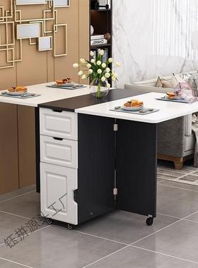 折小EWY叠餐桌家用户型物柜简约现储代多功能长方形移动吃饭可桌