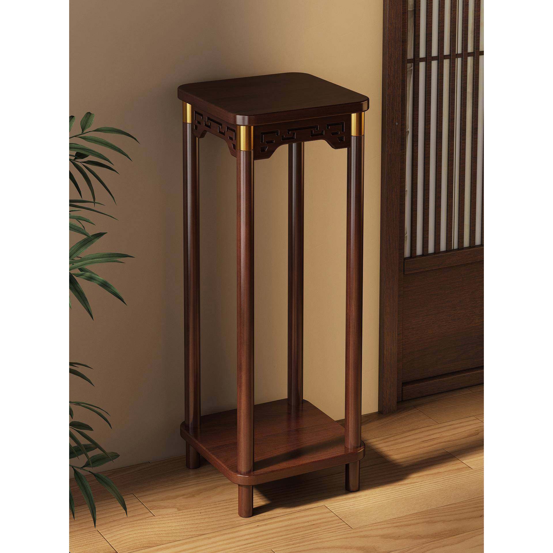 ?中式0花架子客厅落地式置物架阳台实22木xc0904015新款花台室内