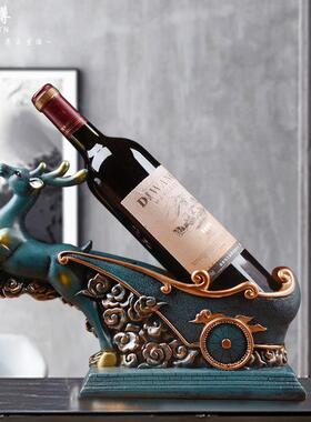 树脂工艺鹿车欧品式创意红酒件架摆桌面酒mks-0323吧摆饰拉装饰家