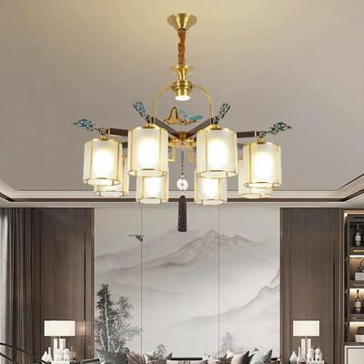 新中式复木楼大层吊灯别墅大353堂全铜中国风式实挑高跃三层中空