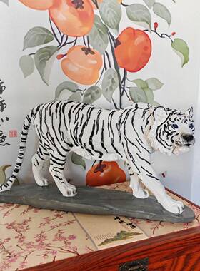 老虎河生肖啸山树工艺品61512客厅效脂果装饰虎品