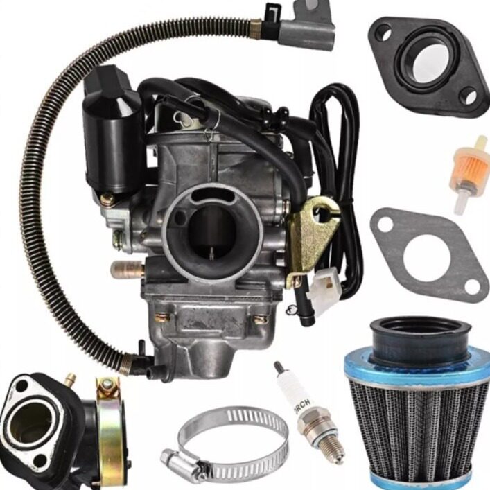 GY6 125cc化油器组合套件 PD24 GY6150化油器 进气管 空滤 火花塞