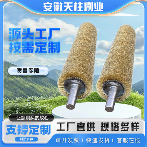 厂家直供镀铜丝钢丝刷辊工业抛光除锈打磨镀铜钢丝辊金属拉丝刷辊