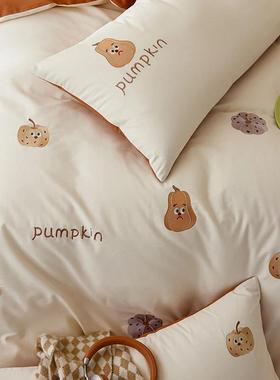 秋冬新款气卡通00s全棉磨毛绣四花件套加厚长1绒元棉拼WLC色床上