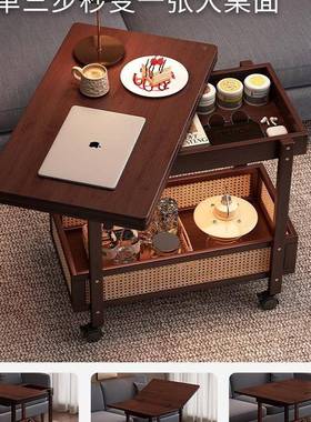 移动茶几可折叠家桌子MZB桌小户型客厅用发沙阳台餐两用实木中古