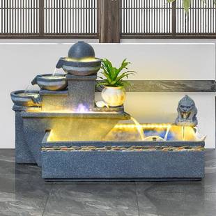 型鱼池流水球落地摆件户外庭院别墅酒装店大堂URU招财风大水景观