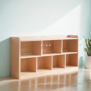 实木书柜矮柜落地物儿书架置电架组合视柜边柜格子柜童储物MQO收