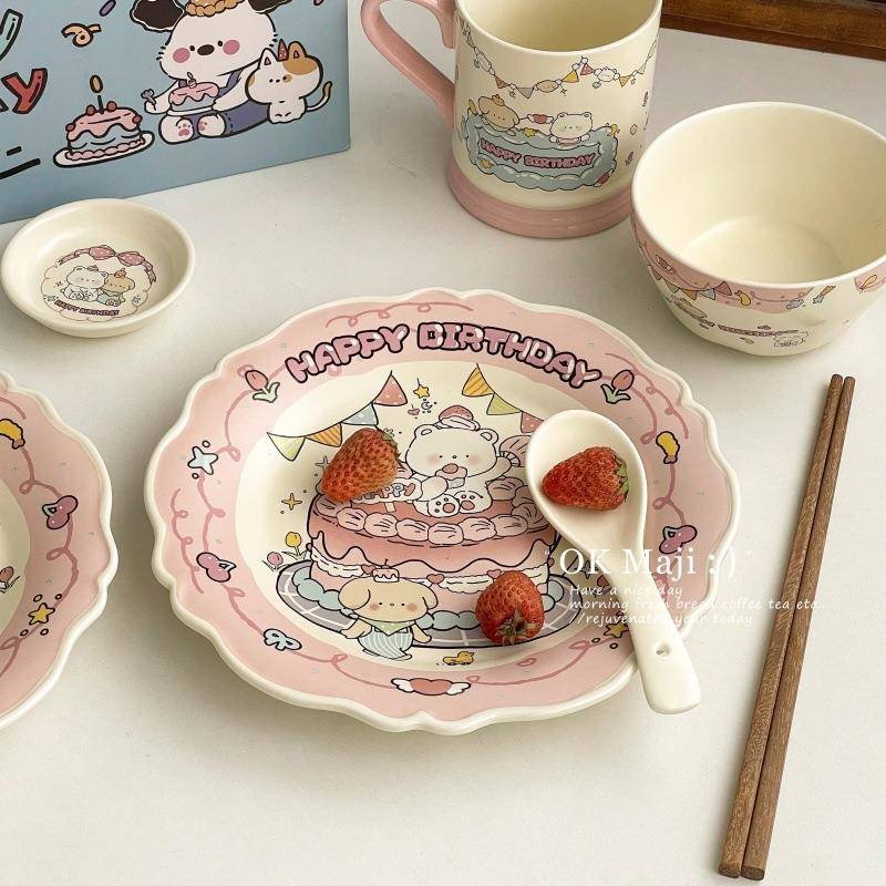 陶瓷甜盘可蛋爱盘子一品人食VDP高颜值具套装特别好看的早餐盘糕