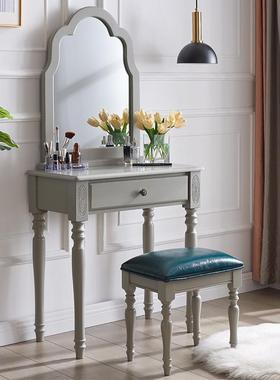 全实木妆台卧小户型60CM美CTQ式复古网红室70CM迷窄化妆桌椅组梳