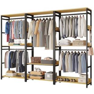 家用衣帽架卧室落挂衣架租立房多功能双层式 出简易TTB置物地防尘