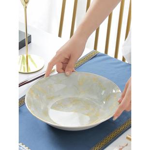 装菜盘子容量菜盘汤碗深寸大理石纹盘骨瓷餐具10英81490家用大大