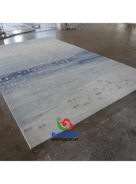 新中式蓝色抽象水墨画格JLO子田公厅园客茶几沙地发毯书房办室接