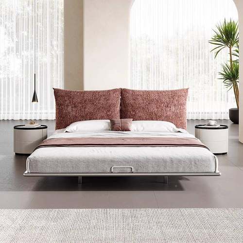 Mllale意式极花瓣o3225悬浮床主卧高端布艺床1简.8钢架双米人齐边