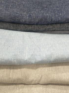 2023冬季牛仔格纯亚麻厚实裤装料现货7BUX色高档面休闲时风尚