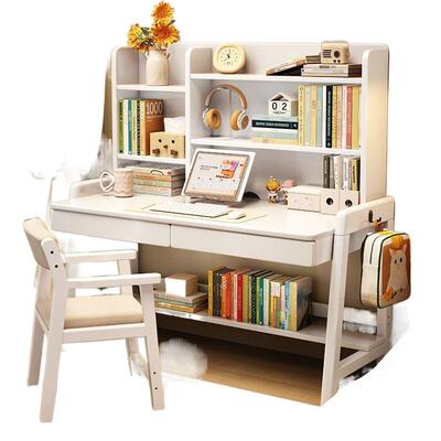 子实木书桌桌学生家用书桌书架体儿LEP一童学习