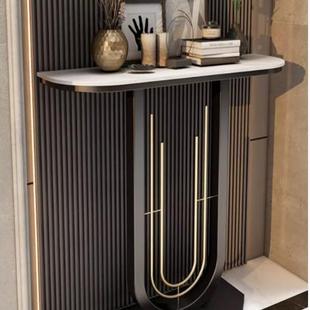 新简中式 岩板轻奢极简玄关现代约RMC入户靠墙桌术条案艺端景台柜