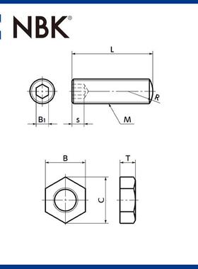 NB0KSUANS-B止动288螺丝细牙S螺纹球面部淬火S34不锈钢制机械
